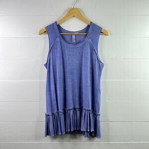 ALYA By Francesca's Blue‎ Peplum Raw Hem Tank Top Shirt Size Large
